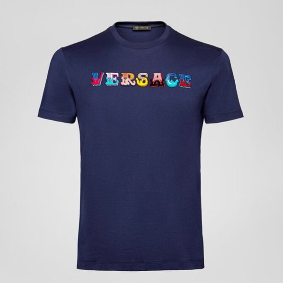 Brand New Versace Men’s Embroidered Logo T-shirt - Picture 5 of 6